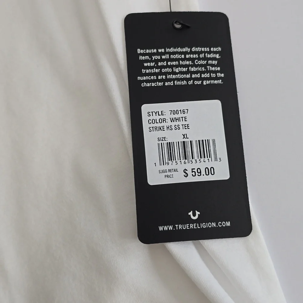 NWT True Religion Graphic Embellished Short Sleeve Tshirt White Size XL